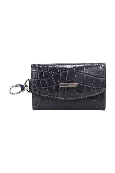 Gri Kroko Hakiki Deri Unisex Kartlıklı Anahtarlık 0434