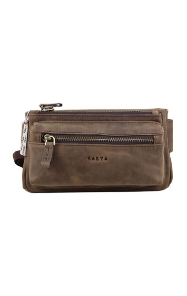 Kahverengi Crazy Hakiki Deri Erkek Bel Çantası & Crossbody Bag 0731