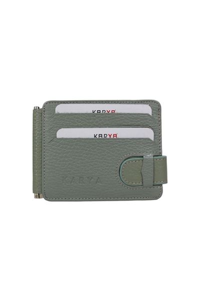 Su Yeşili Hakiki Deri Para Maşalı Unisex Kartlık Cüzdan 0044