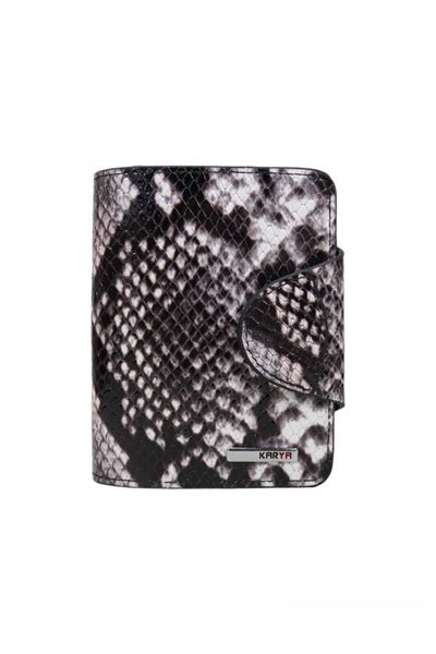 Siyah - Beyaz Hakiki Deri Unisex Desenli Kartlık Cüzdan 121600
