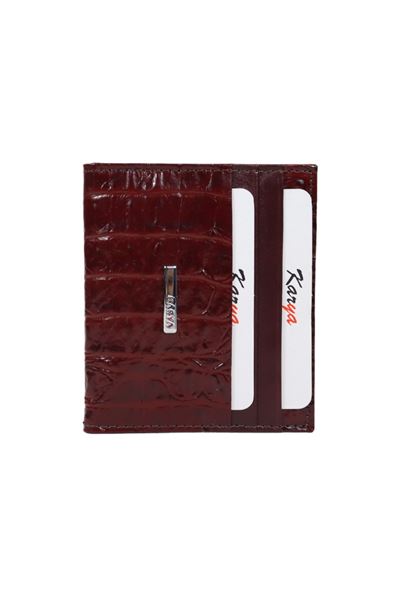 Bordo Kroko Hakiki Deri Unisex Kartlık 0020