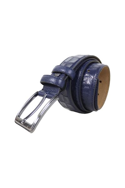 Lacivert %100 Hakiki Deri Unisex Kemer 8010