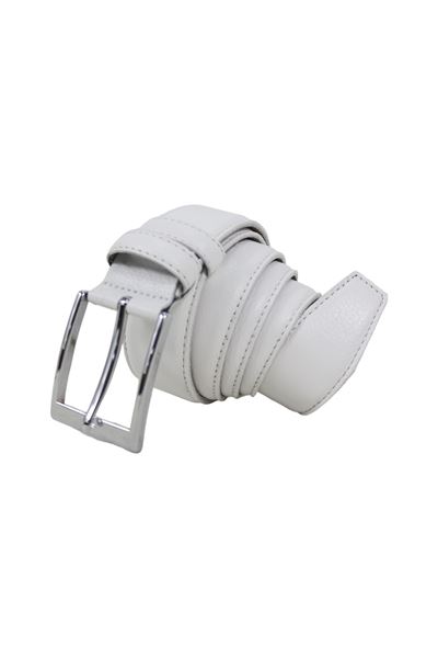 Beyaz %100 Hakiki Deri Unisex Kemer 8019
